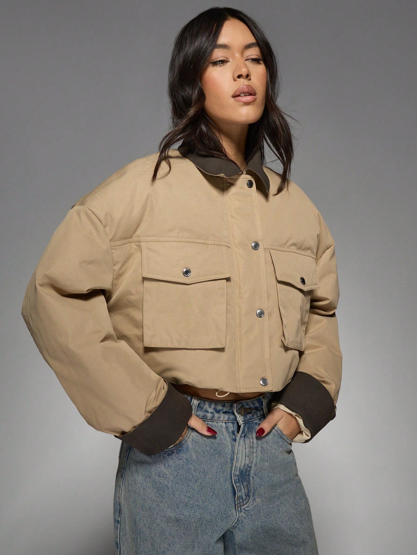 Premium Utility Cropped Winter Jacket