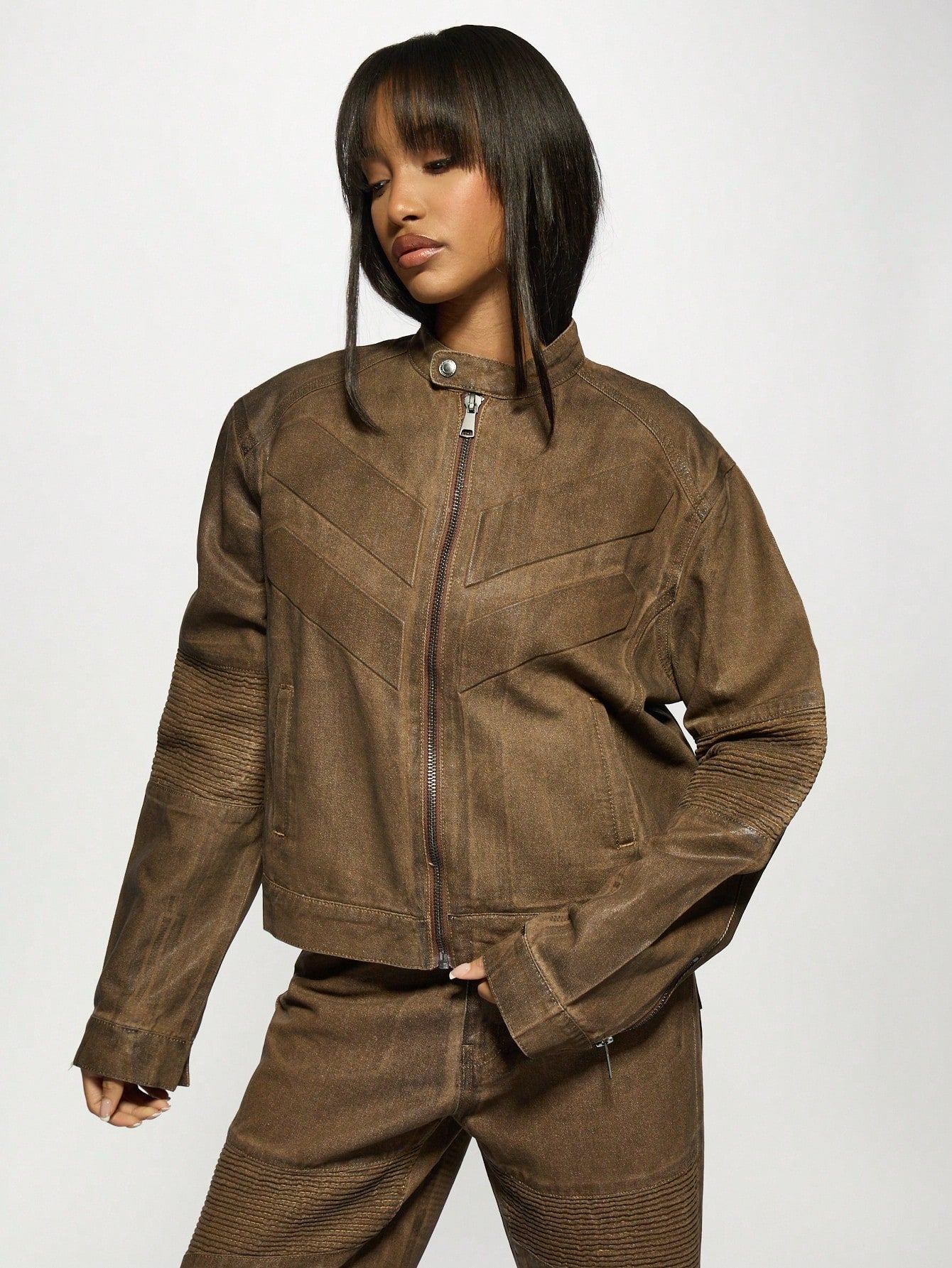 Vintage Distressed Biker Denim Jacket