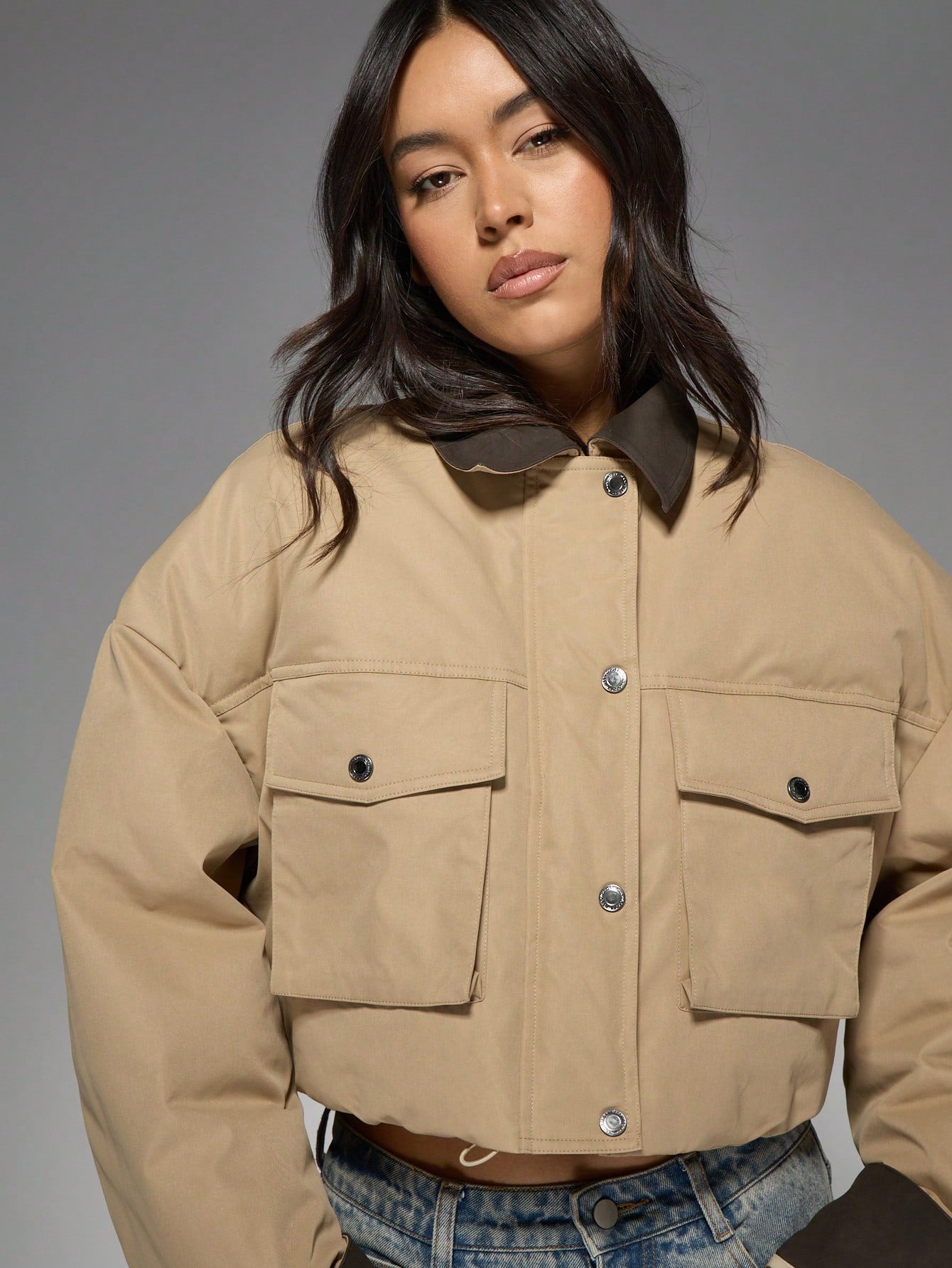 Premium Utility Cropped Winter Jacket