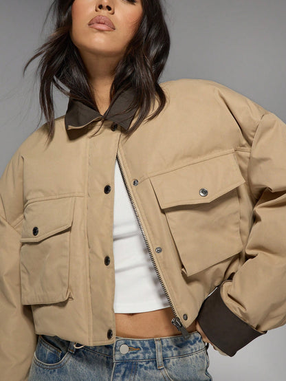 Premium Utility Cropped Winter Jacket