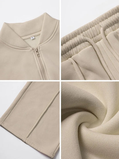 Zipper Up Jacket and Drawstring Pants Set