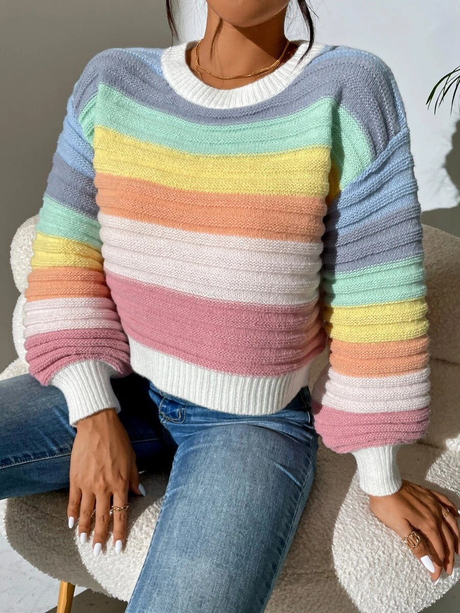 Spliced Sweater Rainbow Striped