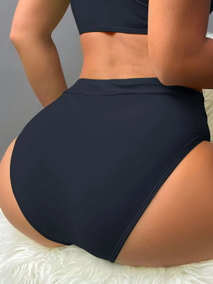 Swim Basics Summer Beach Plain High Waisted Bikini Bottom