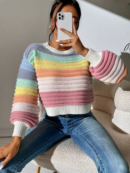 Spliced Sweater Rainbow Striped
