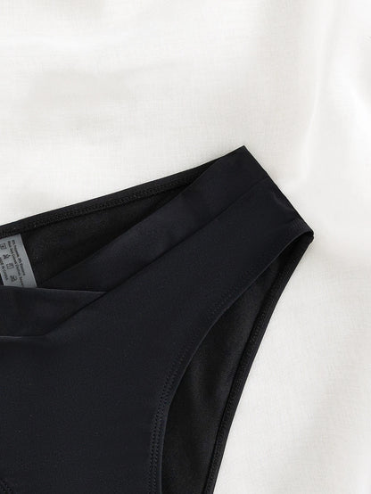 Swim Basics Summer Beach Plain High Waisted Bikini Bottom