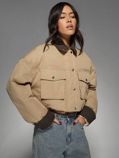 Premium Utility Cropped Winter Jacket