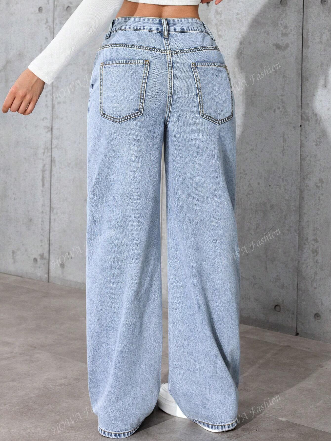 ZW Collection Wide Leg Low Waist Jeans
