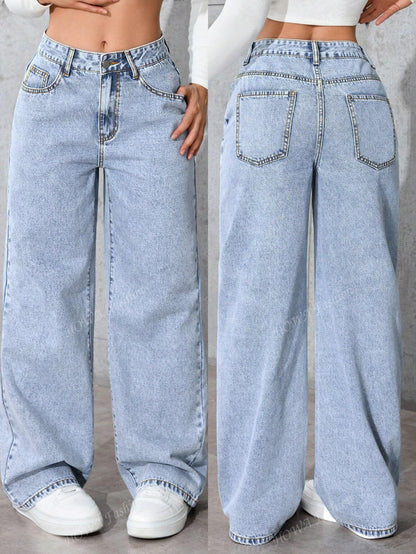 ZW Collection Wide Leg Low Waist Jeans