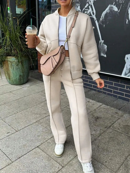 Zipper Up Jacket and Drawstring Pants Set