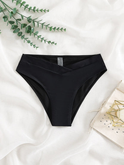 Swim Basics Summer Beach Plain High Waisted Bikini Bottom